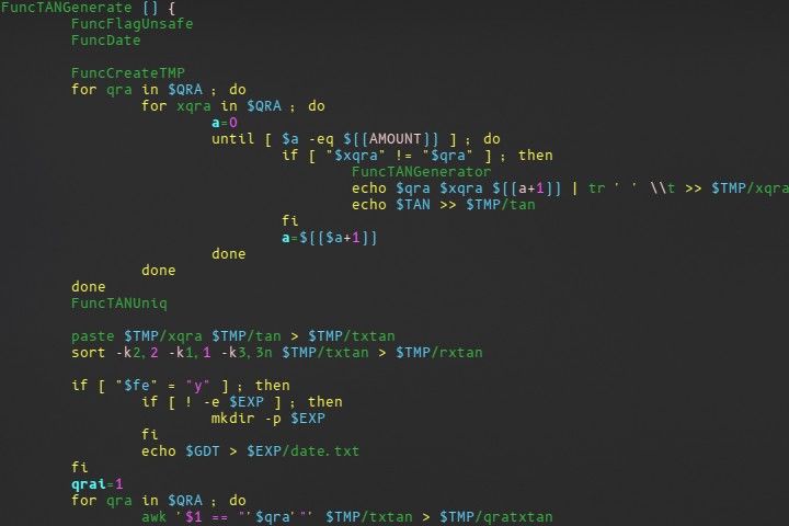 Ausschnitt aus dem Programmcode von QRATAN.