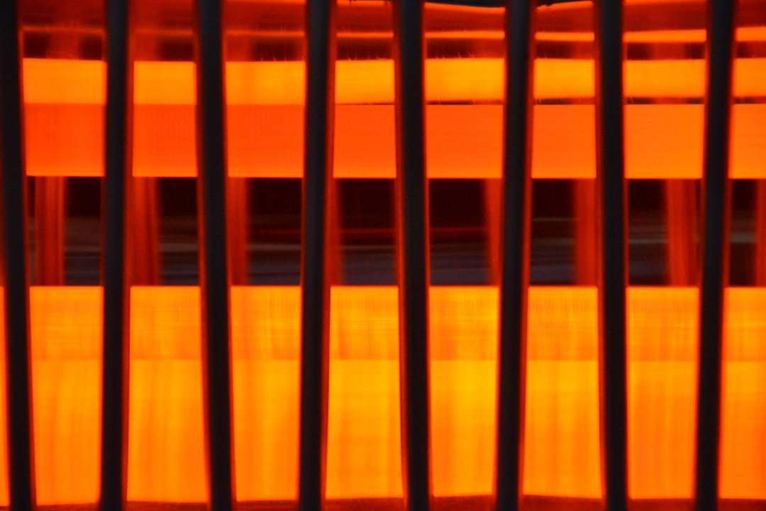 Ein Heizstrahler in Aktion.